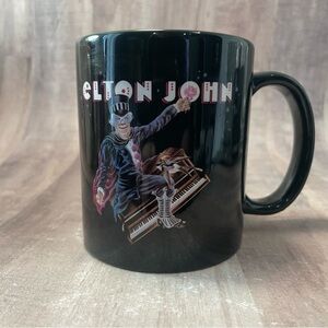 Rare Elton John Captain Fantastic Black Ceramic Coffee Mug – Piano Design